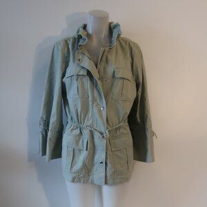 Womens Banana Republic X Olivia Palermo Light Green Cinched Waist Coat L